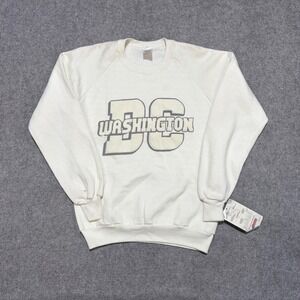 Vintage 80s Jerzees Washington DC Sweatshirt Cream White NWT Made in USA Medium